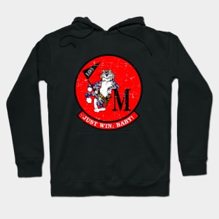 F-14 Tomcat - Just Win, Baby - Red - Grunge Style Hoodie